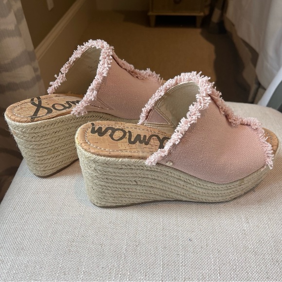 Sam Edelman Pink 'Dina' Frayed Canvas Espadrilles Size 7.5 - Picture 3 of 9